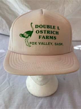 Vintage Double L Ostrich Farms Fox Valley Sask Trucker Snapback Hat